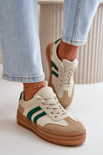 Sneakers modelio batai Moteriškas su platforma smėlio spalvos-žalios spalvos Nesonice