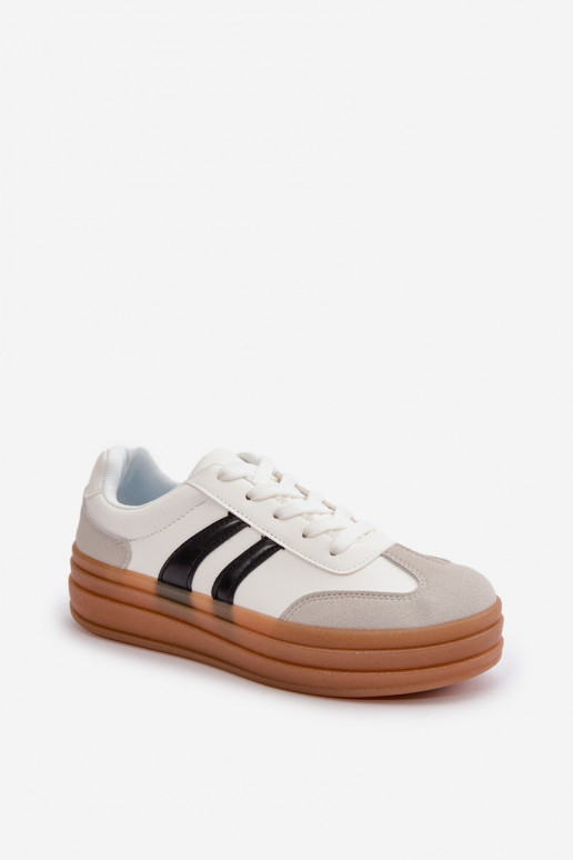 Sneakers modelio batai Moteriškas su platforma Baltos-pilkos spalvos Nesonice