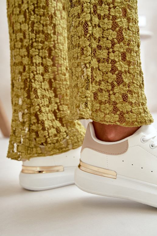 Žemas Laisvalaikio bateliai su platforma iš eko odos Baltos-smėlio spalvos Nevelena Žemas Laisvalaikio bateliai su platforma iš eko odos Baltos-smėlio spalvos Nevelena