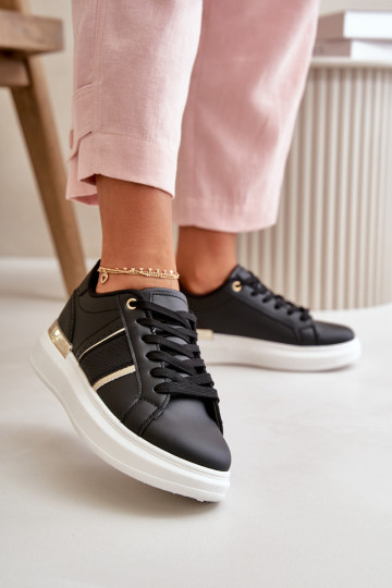 Tai turidingi Sneakers modelio batai Moteriškas su platforma iš eko odos juodos spalvos Nevisase