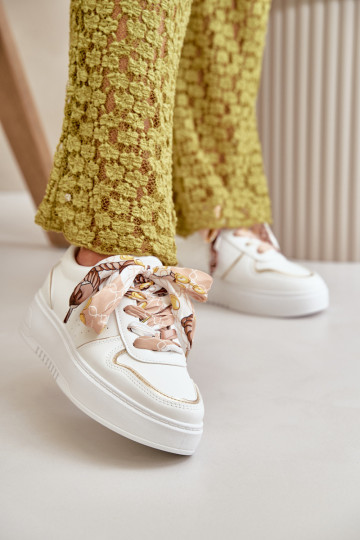 Sneakers modelio batai Moteriškas su platforma Su puošniais Suvarstymasm baltos spalvos Mistra