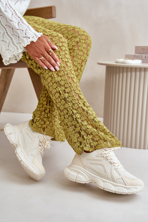 sportiniai bateliai Sneakers modelio batai Moteriškas smėlio spalvos Timoci sportiniai bateliai Sneakers modelio batai Moteriškas smėlio spalvos Timoci