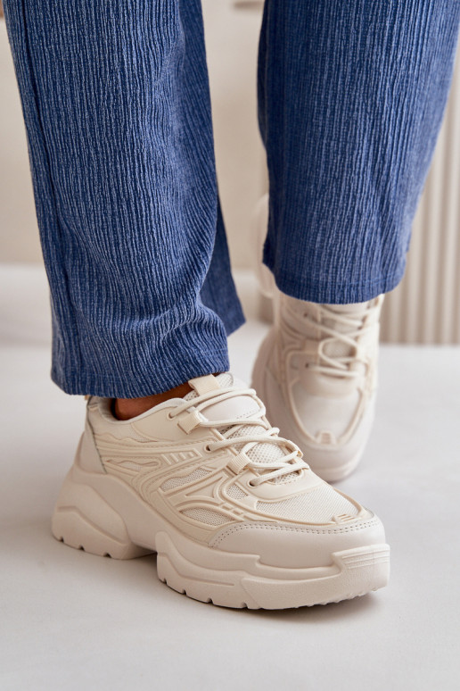 sportiniai bateliai Sneakers modelio batai Moteriškas su madingais masyviais padais dramblio kaulo spalvos Lerista