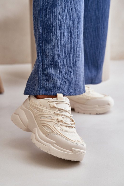 sportiniai bateliai Sneakers modelio batai Moteriškas su madingais masyviais padais dramblio kaulo spalvos Lerista