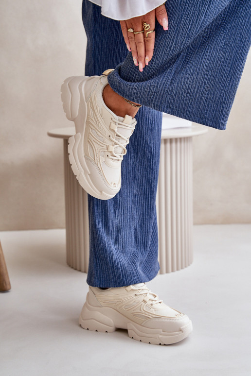 sportiniai bateliai Sneakers modelio batai Moteriškas su madingais masyviais padais dramblio kaulo spalvos Lerista