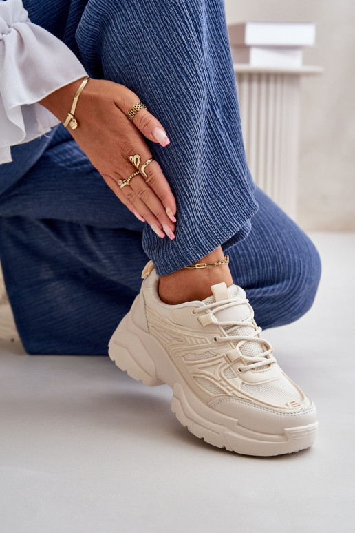 sportiniai bateliai Sneakers modelio batai Moteriškas su madingais masyviais padais dramblio kaulo spalvos Lerista