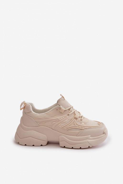 sportiniai bateliai Sneakers modelio batai Moteriškas su madingais masyviais padais dramblio kaulo spalvos Lerista