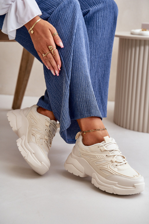 sportiniai bateliai Sneakers modelio batai Moteriškas su madingais masyviais padais dramblio kaulo spalvos Lerista