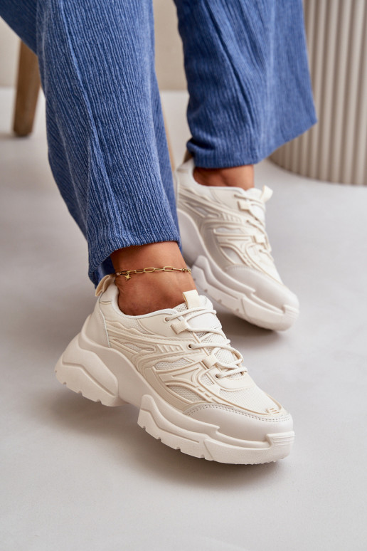 sportiniai bateliai Sneakers modelio batai Moteriškas su madingais masyviais padais dramblio kaulo spalvos Lerista