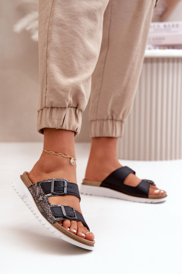 Moteriškas Patogios šlepetės su sagtimis Inblu CN000033 tamsiai mėlynos spalvos