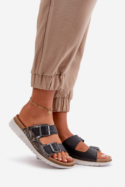 Moteriškas Patogios šlepetės su sagtimis Inblu CN000033 tamsiai mėlynos spalvos Moteriškas Patogios šlepetės su sagtimis Inblu CN000033 tamsiai mėlynos spalvos