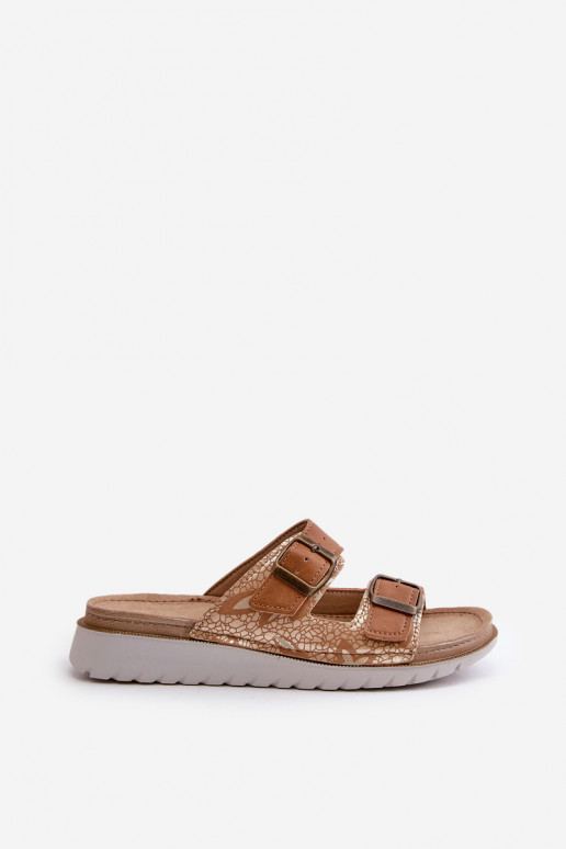 Moteriškas Patogios šlepetės su sagtimis Inblu CN000033 rudos spalvos