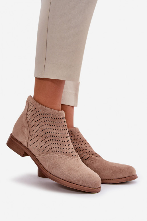 Moteriški aulinukai su plačiais kulniukais su aužūro elementais smėlio spalvos S.Barski HY42-076