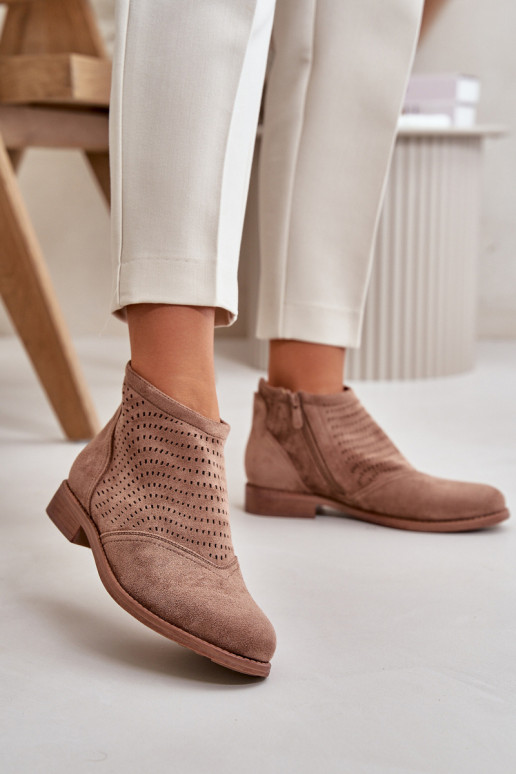 Moteriški aulinukai su plačiais kulniukais su aužūro elementais rudos spalvos S.Barski HY42-076 Moteriški aulinukai su plačiais kulniukais su aužūro elementais rudos spalvos S.Barski HY42-076