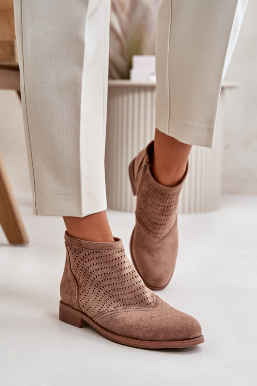 Moteriški aulinukai su plačiais kulniukais su aužūro elementais rudos spalvos S.Barski HY42-076 Moteriški aulinukai su plačiais kulniukais su aužūro elementais rudos spalvos S.Barski HY42-076