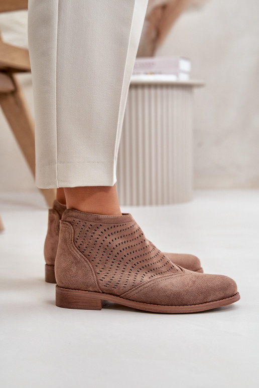 Moteriški aulinukai su plačiais kulniukais su aužūro elementais rudos spalvos S.Barski HY42-076 Moteriški aulinukai su plačiais kulniukais su aužūro elementais rudos spalvos S.Barski HY42-076