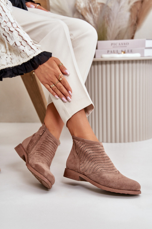 Moteriški aulinukai su plačiais kulniukais su aužūro elementais rudos spalvos S.Barski HY42-076 Moteriški aulinukai su plačiais kulniukais su aužūro elementais rudos spalvos S.Barski HY42-076