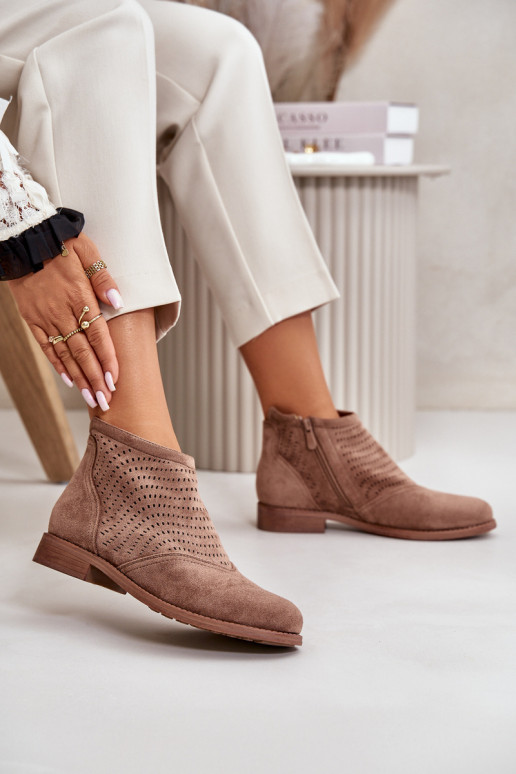 Moteriški aulinukai su plačiais kulniukais su aužūro elementais rudos spalvos S.Barski HY42-076 Moteriški aulinukai su plačiais kulniukais su aužūro elementais rudos spalvos S.Barski HY42-076