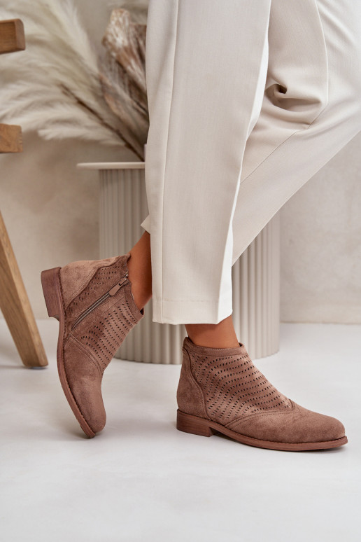 Moteriški aulinukai su plačiais kulniukais su aužūro elementais rudos spalvos S.Barski HY42-076 Moteriški aulinukai su plačiais kulniukais su aužūro elementais rudos spalvos S.Barski HY42-076