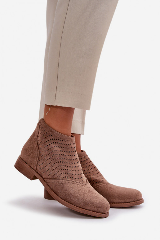 Moteriški aulinukai su plačiais kulniukais su aužūro elementais rudos spalvos S.Barski HY42-076 Moteriški aulinukai su plačiais kulniukais su aužūro elementais rudos spalvos S.Barski HY42-076