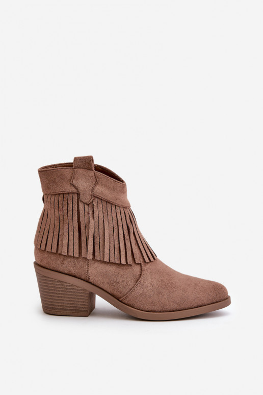 kaubojiško stiliaus aulinukai Moteriškas Į Pilį iš eko zomšosoĮe rudos spalvos S.Barski HY42-127 kaubojiško stiliaus aulinukai Moteriškas Į Pilį iš eko zomšosoĮe rudos spalvos S.Barski HY42-127