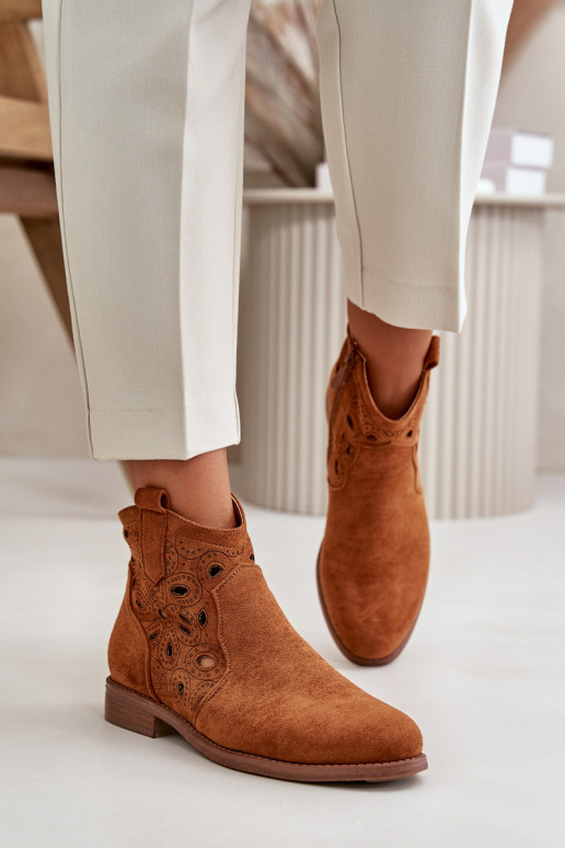 Moteriški aulinukai su aužūro elementais Į Pilį rudos spalvos S.Barski HY42-081