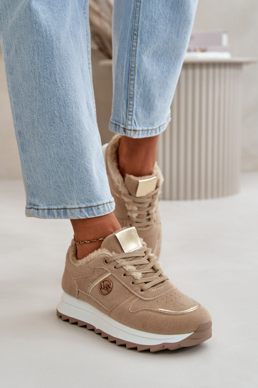 sportiniai bateliai Moteriškas pašiltinti su kailiuku viduje su platforma chaki spalvos Lerisas