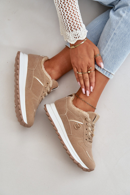 sportiniai bateliai Moteriškas pašiltinti su kailiuku viduje su platforma chaki spalvos Lerisas