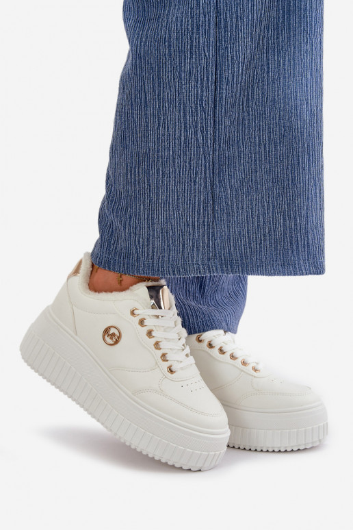 Sneakers modelio batai sportiniai bateliai Moteriškas pašiltinti su madingais masyviais padais baltos spalvos Ardiela