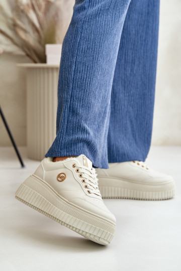 Sneakers modelio batai sportiniai bateliai Moteriškas pašiltinti su madingais masyviais padais smėlio spalvos Ardiela