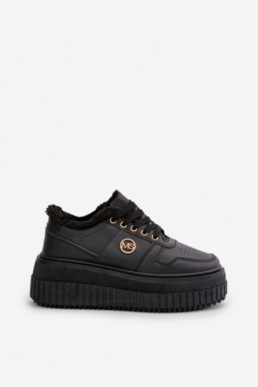 Sneakers modelio batai sportiniai bateliai Moteriškas pašiltinti su madingais masyviais padais juodos spalvos Verissha