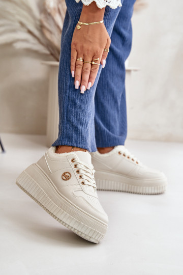 Sneakers modelio batai sportiniai bateliai Moteriškas pašiltinti su madingais masyviais padais smėlio spalvos Verissha