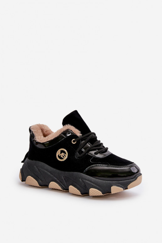 Moteriškas sportiniai bateliai su raišteliais pašiltinti su platforma juodos spalvos Biaola Moteriškas sportiniai bateliai su raišteliais pašiltinti su platforma juodos spalvos Biaola