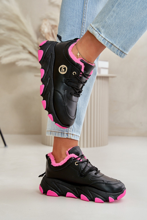 pašiltinti sportiniai bateliai Moteriškas su raišteliais su platforma juodos spalvos Biaola