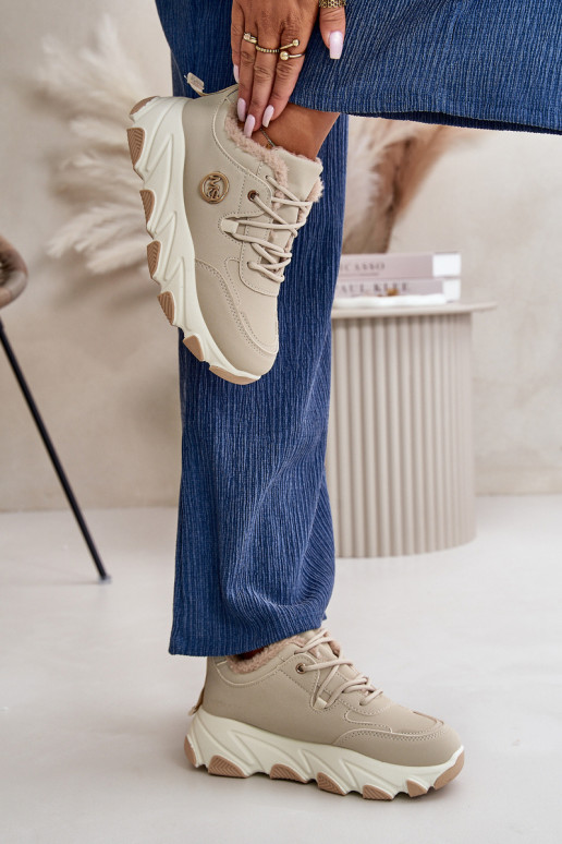 pašiltinti sportiniai bateliai Moteriškas su raišteliais su platforma smėlio spalvos Bialoa pašiltinti sportiniai bateliai Moteriškas su raišteliais su platforma smėlio spalvos Bialoa