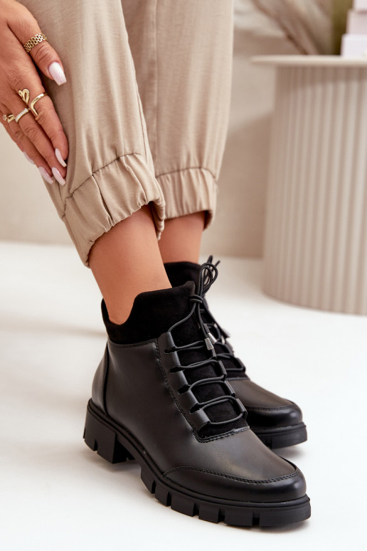 žemakulniai batai moterims pašiltinti iš eko odos juodos spalvos Erisabelle žemakulniai batai moterims pašiltinti iš eko odos juodos spalvos Erisabelle