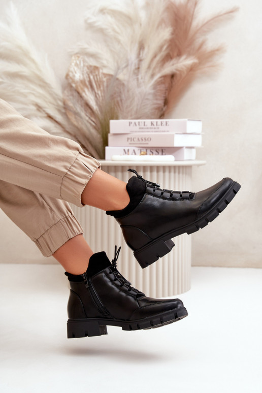 žemakulniai batai moterims pašiltinti iš eko odos juodos spalvos Erisabelle žemakulniai batai moterims pašiltinti iš eko odos juodos spalvos Erisabelle