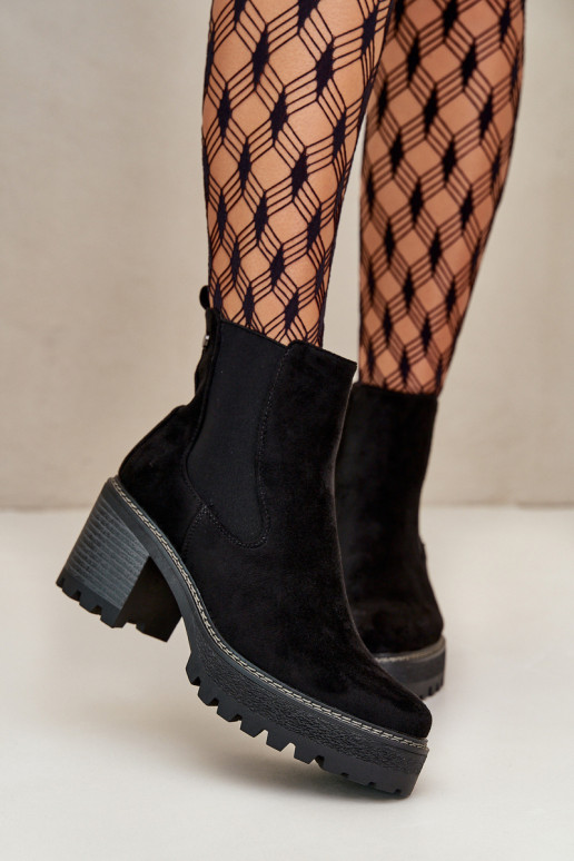 Moteriški aulinukai pašiltinti su kulniukais iš eko zomšosoĮe juodos spalvos Irissinae Moteriški aulinukai pašiltinti su kulniukais iš eko zomšosoĮe juodos spalvos Irissinae