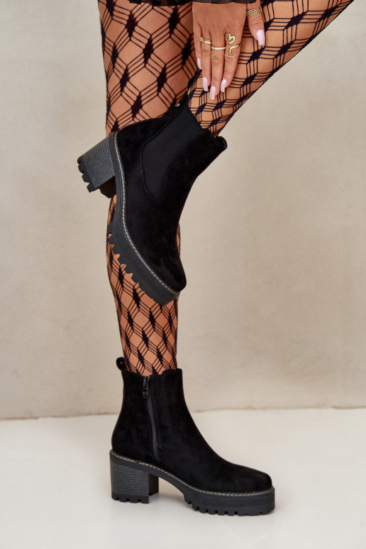 Moteriški aulinukai pašiltinti su kulniukais iš eko zomšosoĮe juodos spalvos Irissinae Moteriški aulinukai pašiltinti su kulniukais iš eko zomšosoĮe juodos spalvos Irissinae