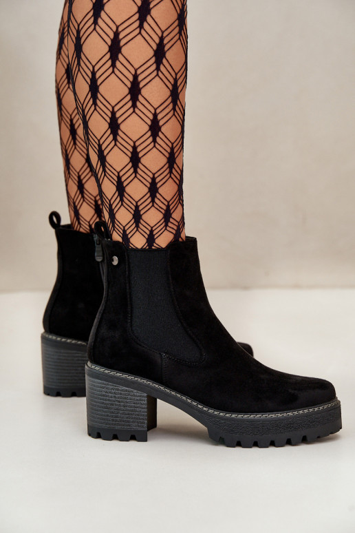 Moteriški aulinukai pašiltinti su kulniukais iš eko zomšosoĮe juodos spalvos Irissinae Moteriški aulinukai pašiltinti su kulniukais iš eko zomšosoĮe juodos spalvos Irissinae