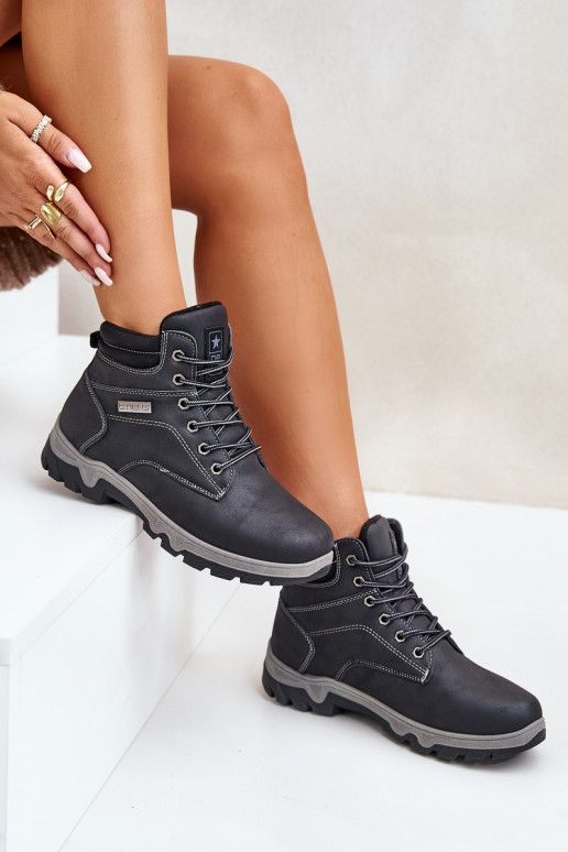 žygio batai vyrams pašiltinti iš eko odos tamsiai mėlynos spalvos Neramia