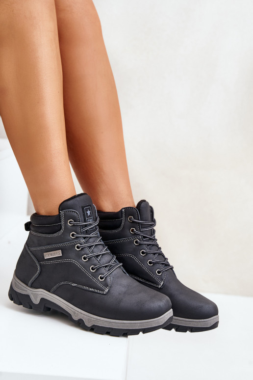 žygio batai vyrams pašiltinti iš eko odos tamsiai mėlynos spalvos Neramia