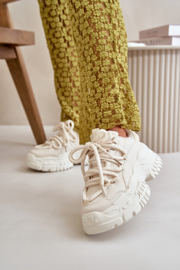 Sneakers modelio batai Moteriškas su madingais masyviais padais dramblio kaulo spalvos Nevela 2