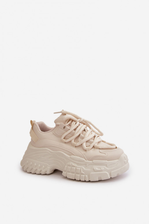 Sneakers modelio batai Moteriškas su madingais masyviais padais dramblio kaulo spalvos Nevela Sneakers modelio batai Moteriškas su madingais masyviais padais dramblio kaulo spalvos Nevela