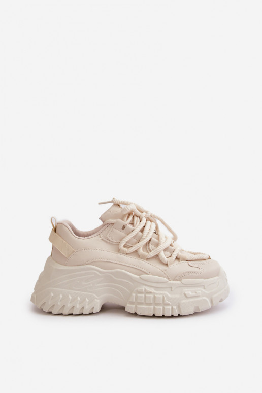 Sneakers modelio batai Moteriškas su madingais masyviais padais dramblio kaulo spalvos Nevela Sneakers modelio batai Moteriškas su madingais masyviais padais dramblio kaulo spalvos Nevela