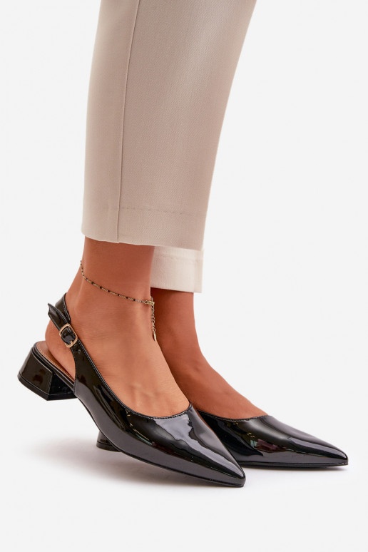 Lakuotos balerinos Ant žemo kulno Z Noskami smailiomis nosytėmis juodos spalvos Anarinne