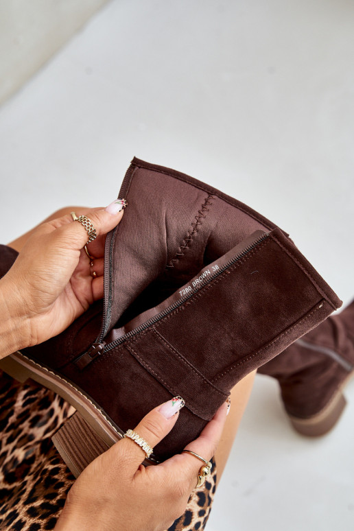 Moteriški aulinukai Ant žemo kulno su sagtimis rudos spalvos Zudra