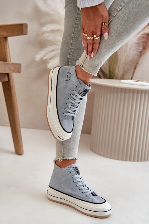 pašiltinti Laisvalaikio bateliai su platforma Eko Oda Big Star OO274069 mėlynos spalvos