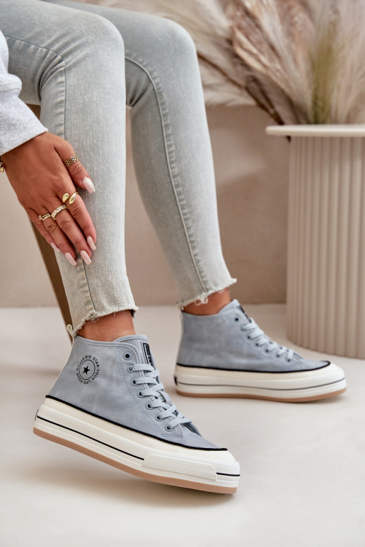 pašiltinti Laisvalaikio bateliai su platforma Eko Oda Big Star OO274069 mėlynos spalvos