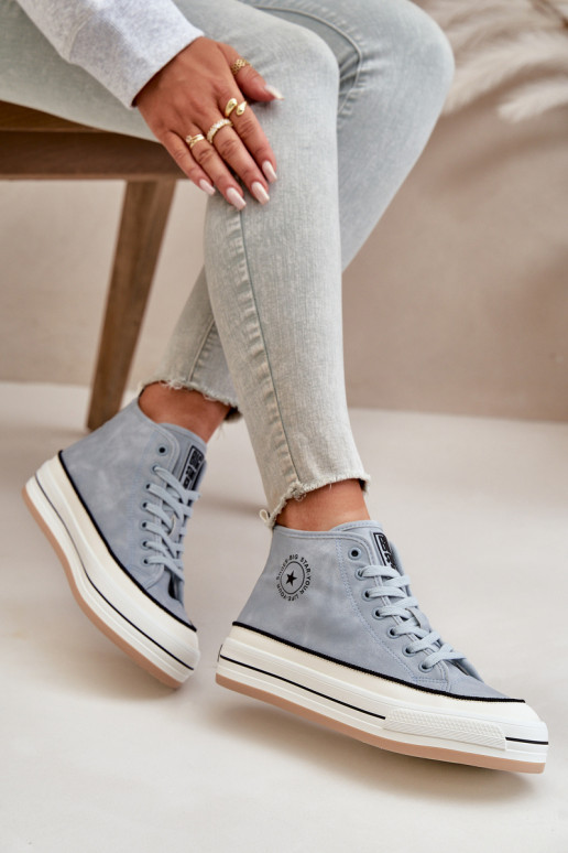 pašiltinti Laisvalaikio bateliai su platforma Eko Oda Big Star OO274069 mėlynos spalvos